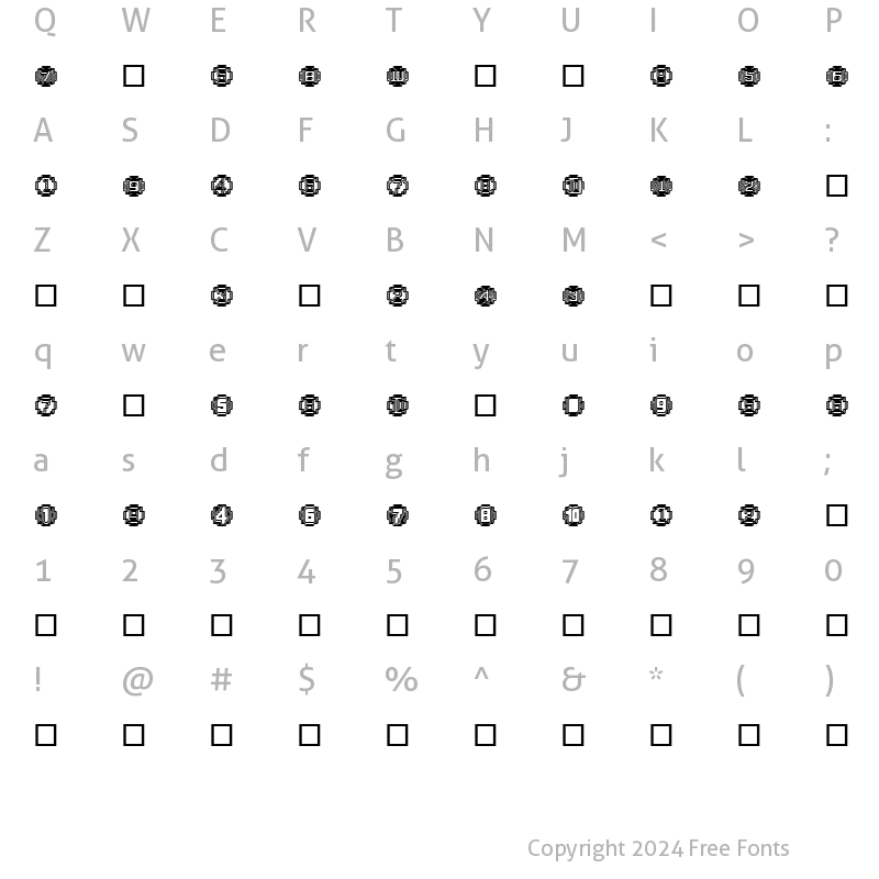 Character Map of XRough24 Becker Regular