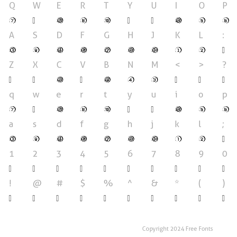 Character Map of XRough25 Becker Regular