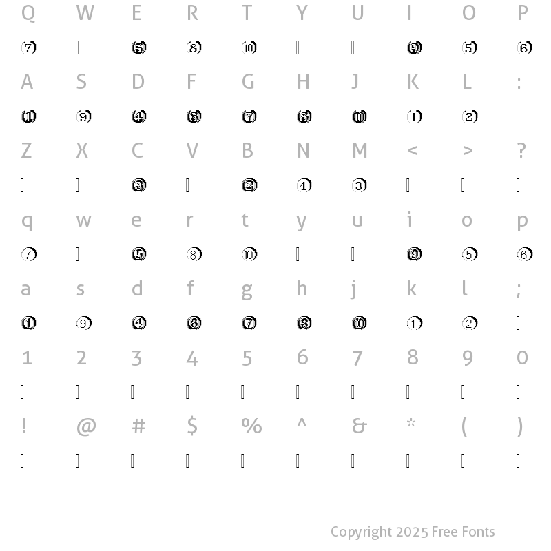 Character Map of XRough26 Becker Regular