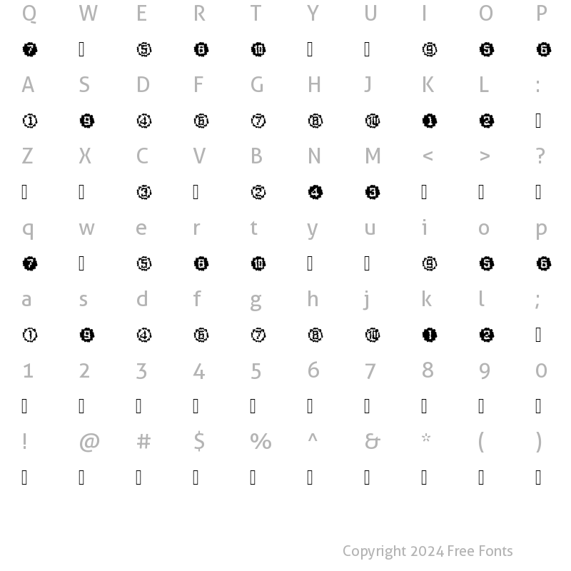 Character Map of XRough28 Becker Regular