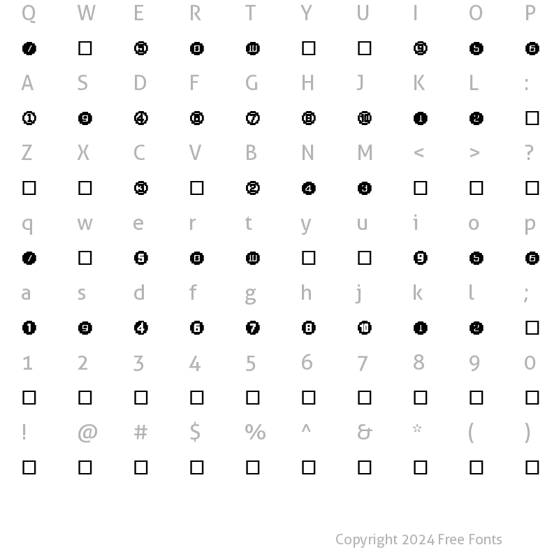 Character Map of XRough29 Becker Regular