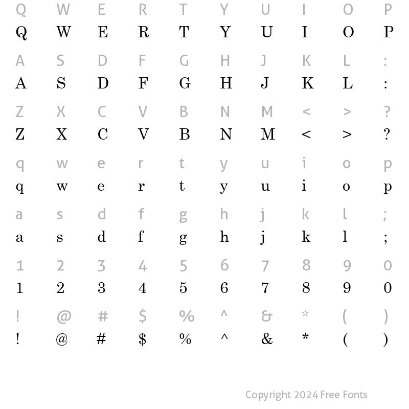 Character Map of XRussian Regular