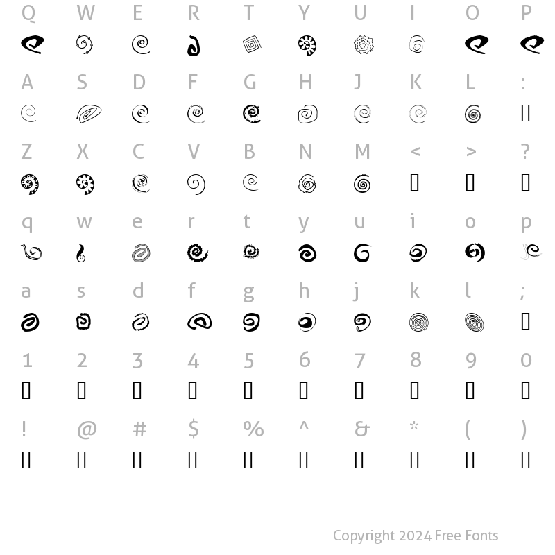 Character Map of xspiralmental Regular