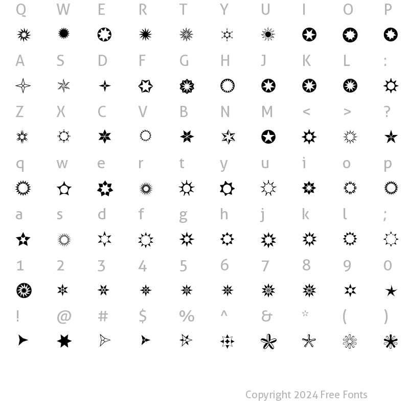 Character Map of XStarPieces Regular