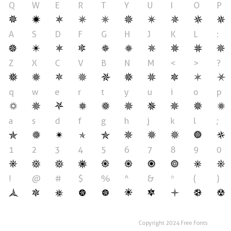 Character Map of XStarsAndStripesOne Regular