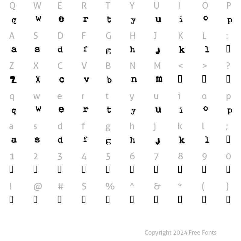 Character Map of Xtctype Regular