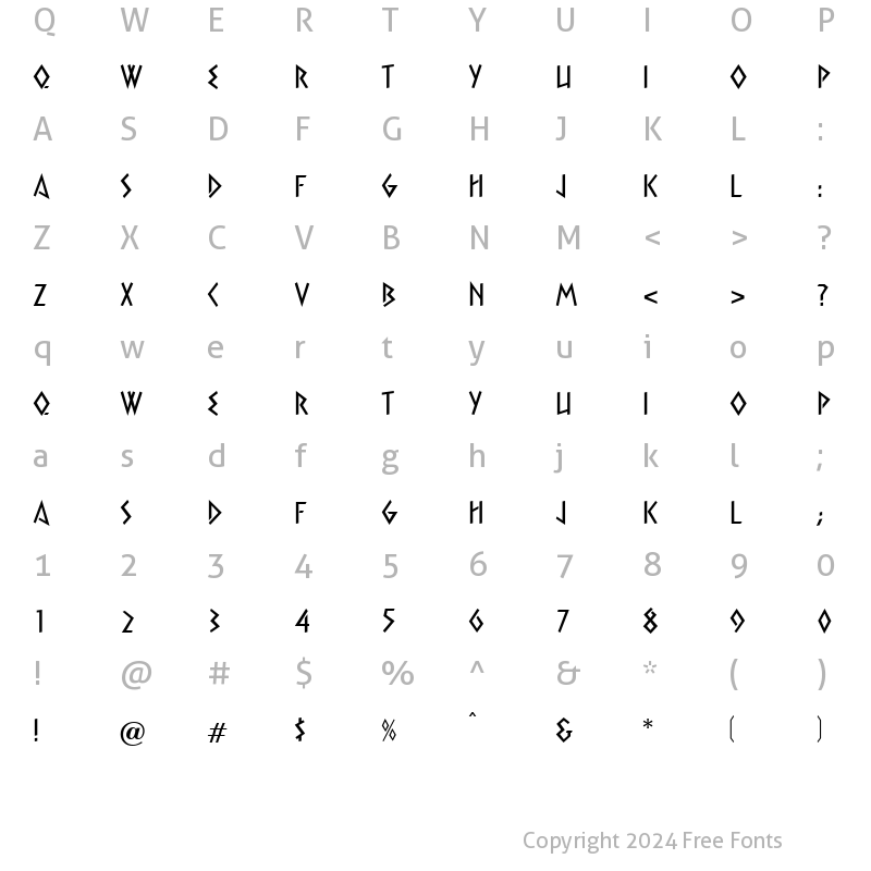 Character Map of Xtra Regular