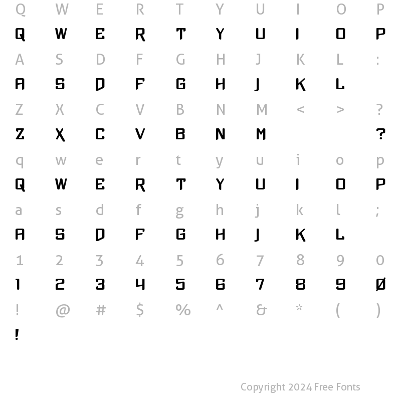 Character Map of Xtreme Chrome Regular