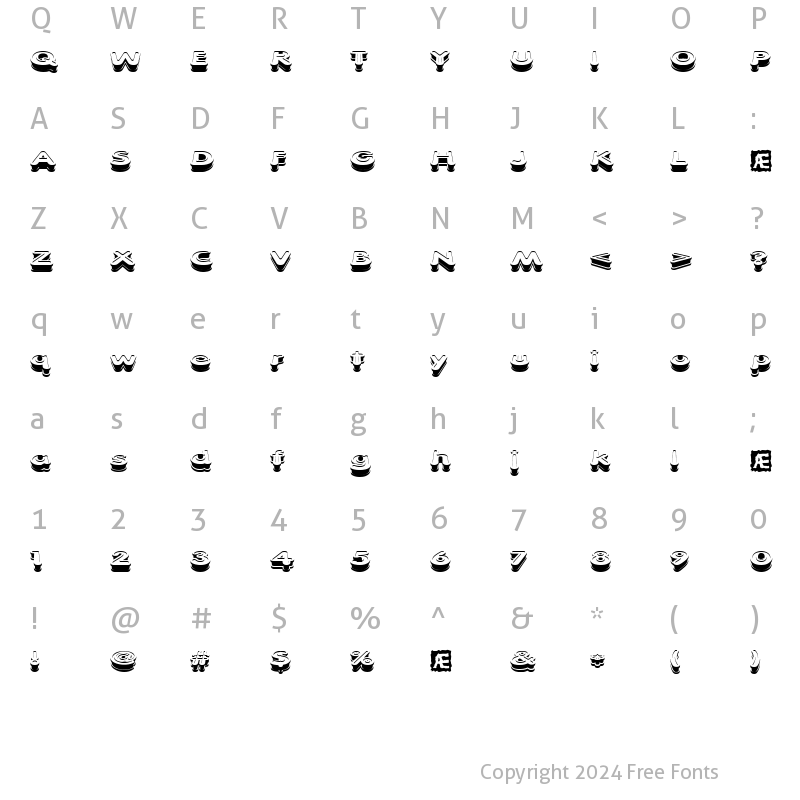 Character Map of Xtrusion (BRK) Regular