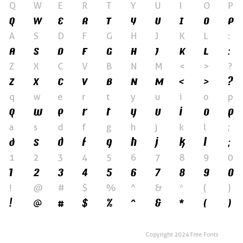 Character Map of Y2K Analog Legacy Italic