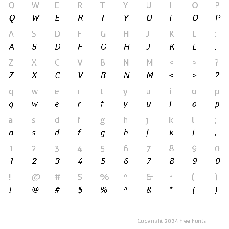 Character Map of YanusC Italic