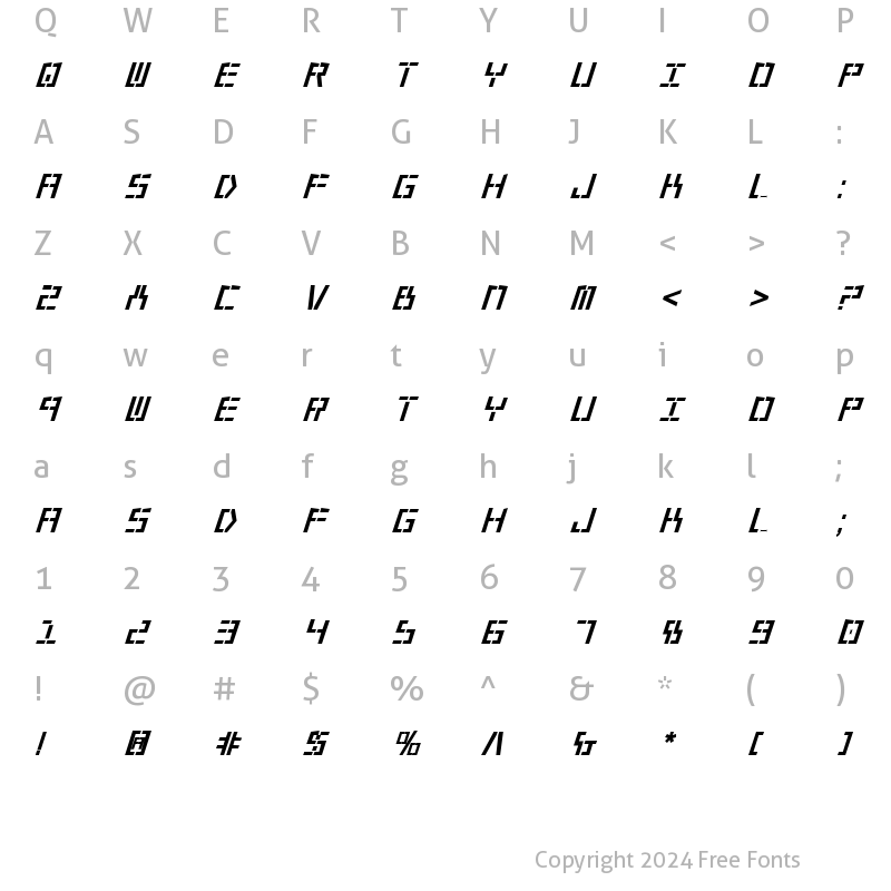 Character Map of Year 2000 Bold Italic Bold Italic