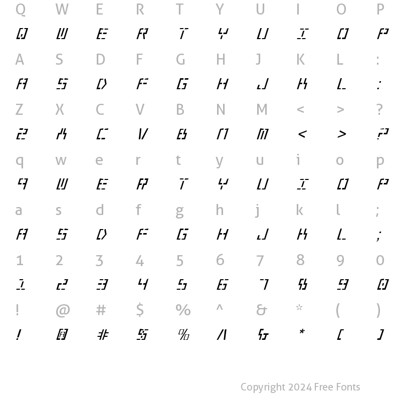 Character Map of Year 2000 Italic Italic