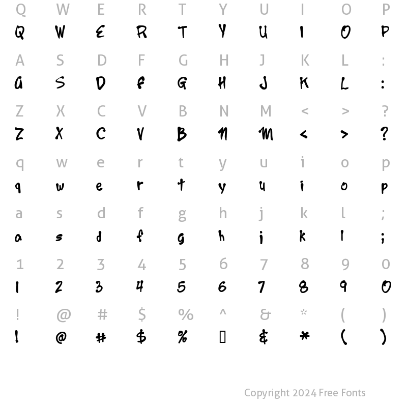 Character Map of Year2000Boogie Regular