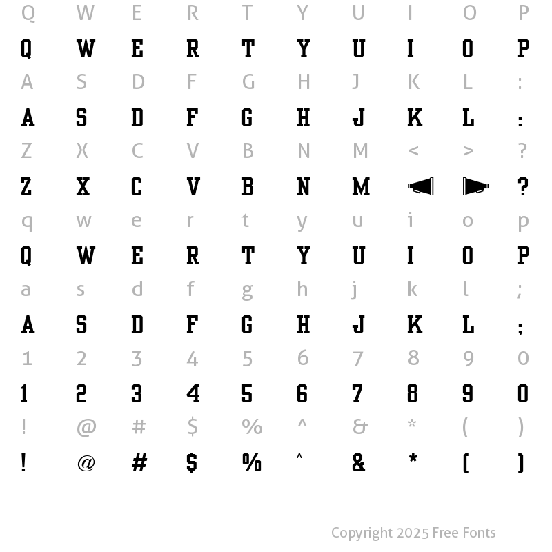 Character Map of Yearbook Solid Regular