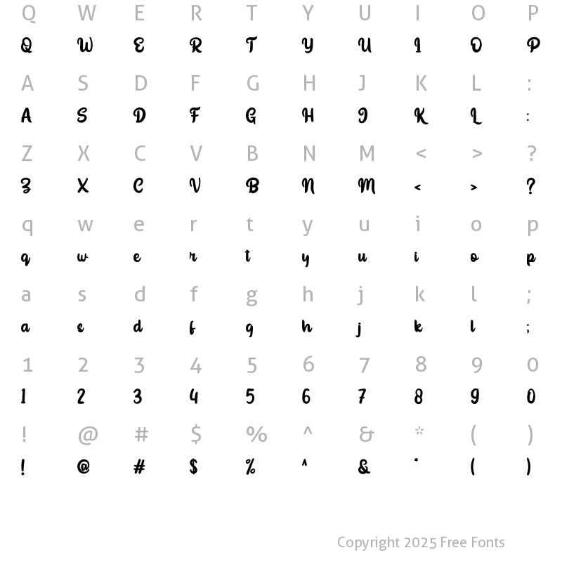 Character Map of Yegufet Regular