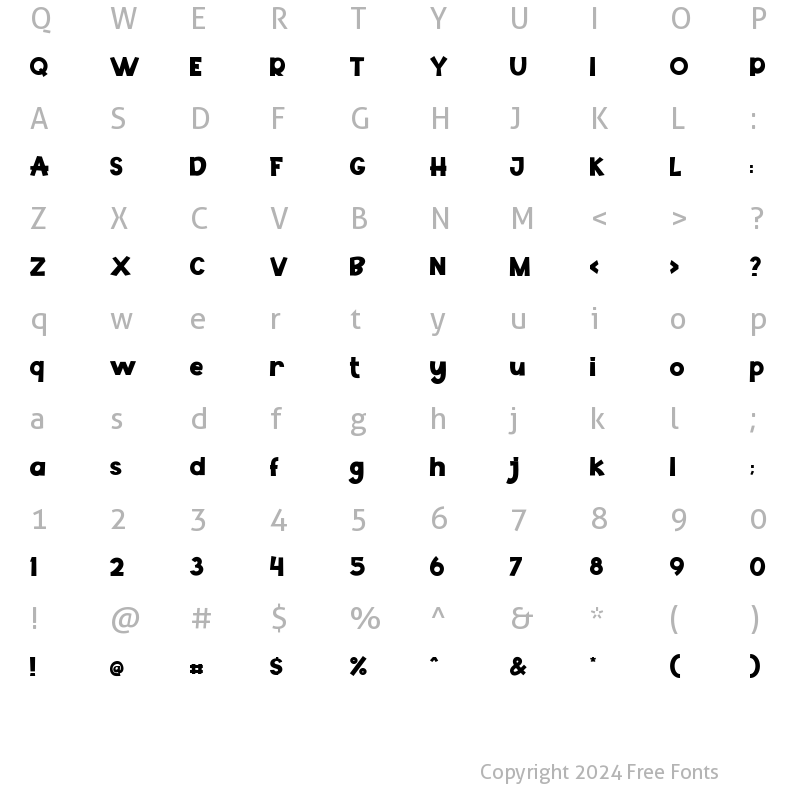 Character Map of Yehaa! Solid