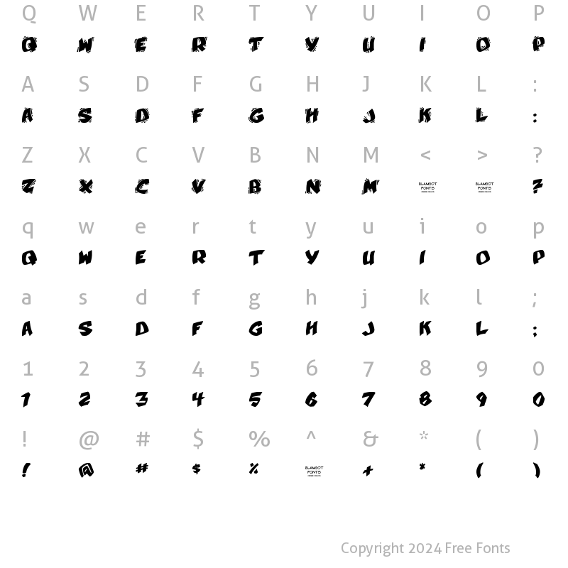 Character Map of YellaBelly Regular