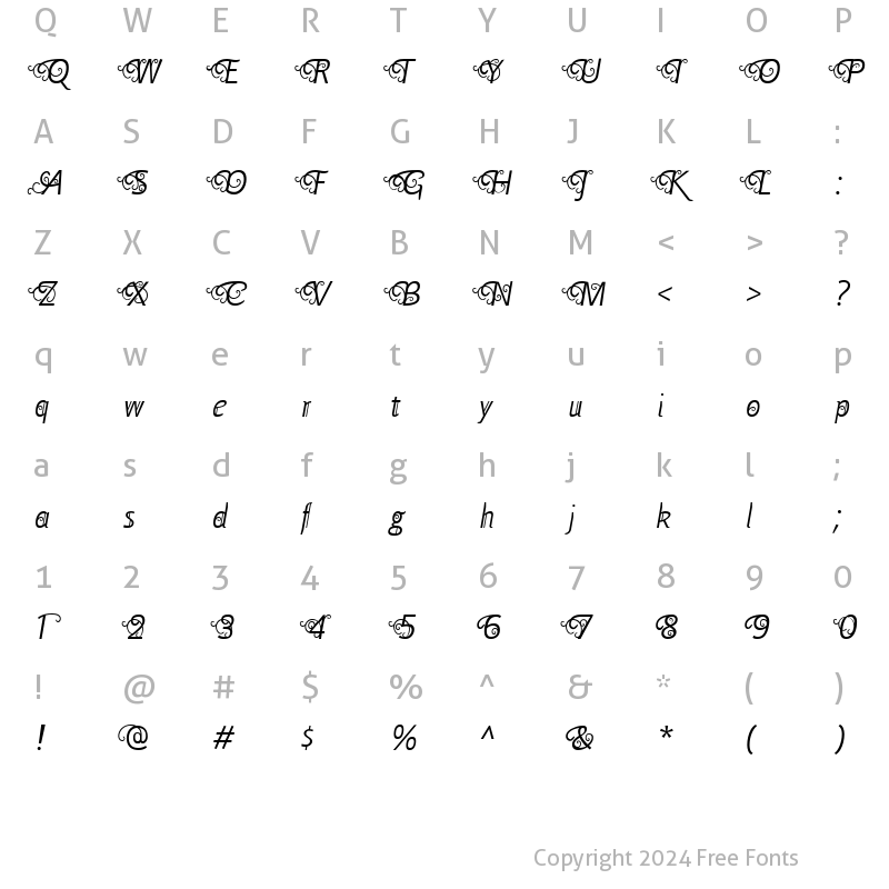 Character Map of Yellande Regular