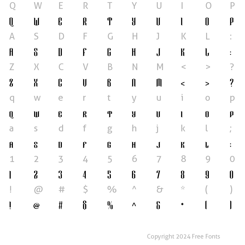 Character Map of Yellost Regular