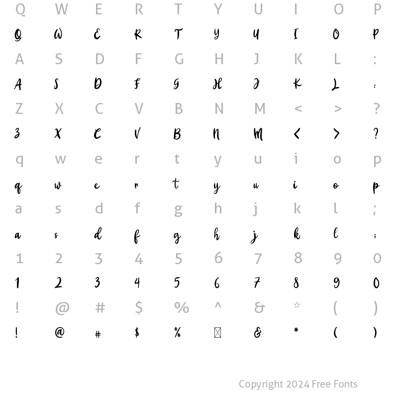 Character Map of Yellow Bunny Regular