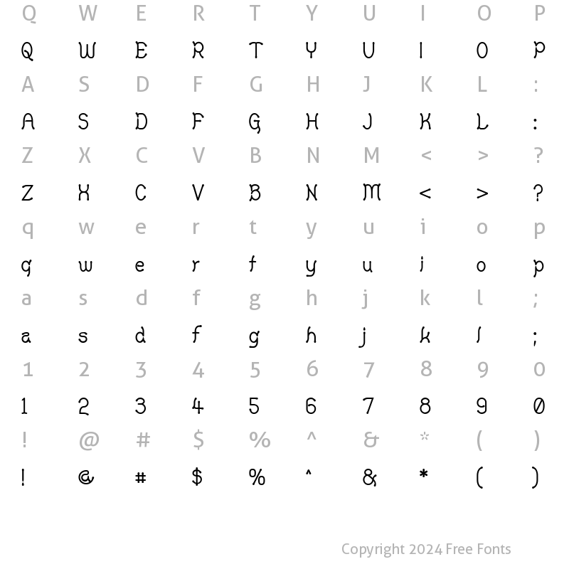 Character Map of Yellow Swamp Regular