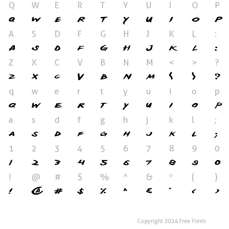 Character Map of Yellowjacket Expanded Expanded