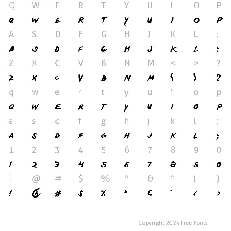 Character Map of Yellowjacket Regular