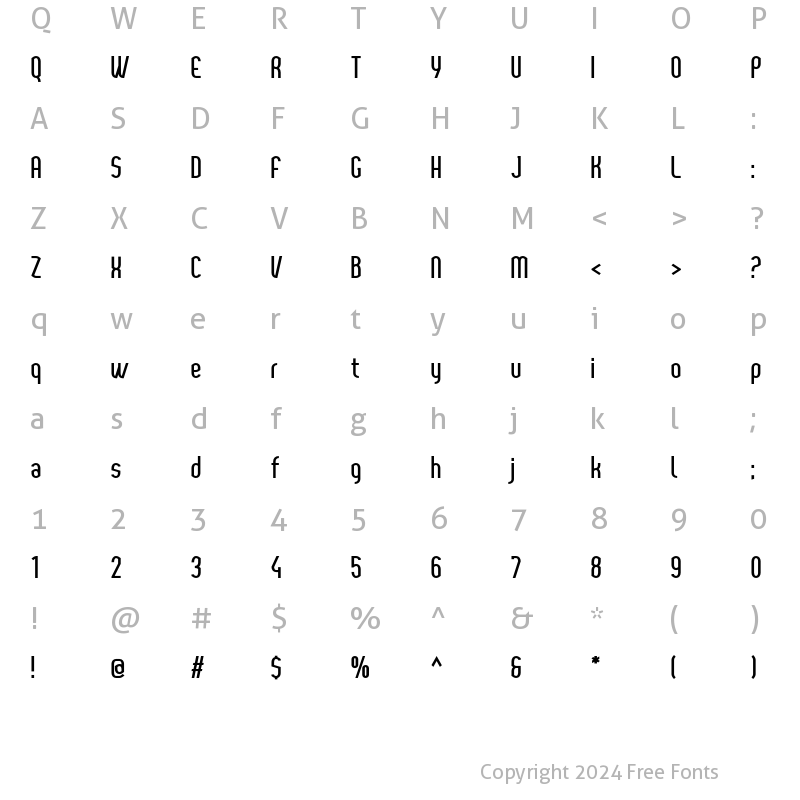 Character Map of Yemeyi Medium Condensed