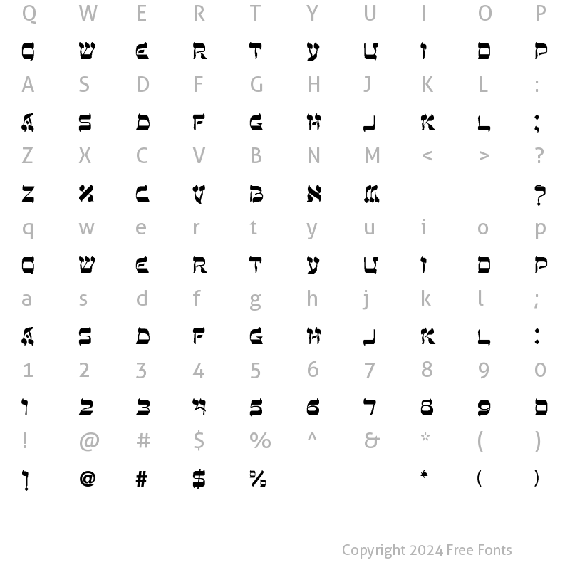 Character Map of Yentus Regular