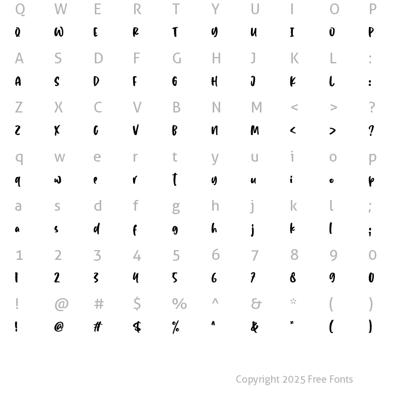 Character Map of Yes Margo Regular