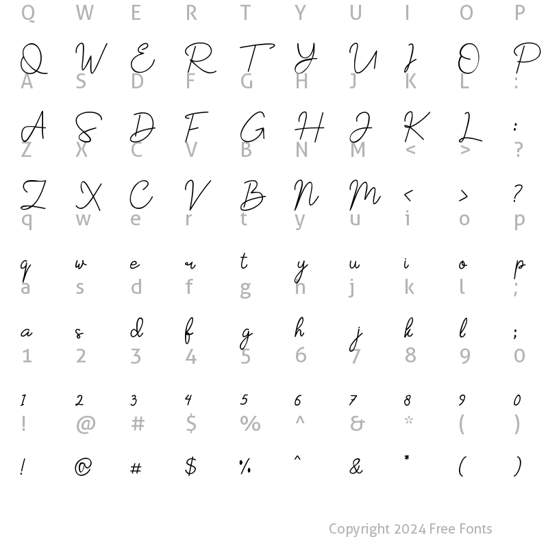 Character Map of Yesie Regular