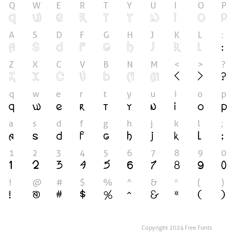 Character Map of Yes:TimeWord Regular