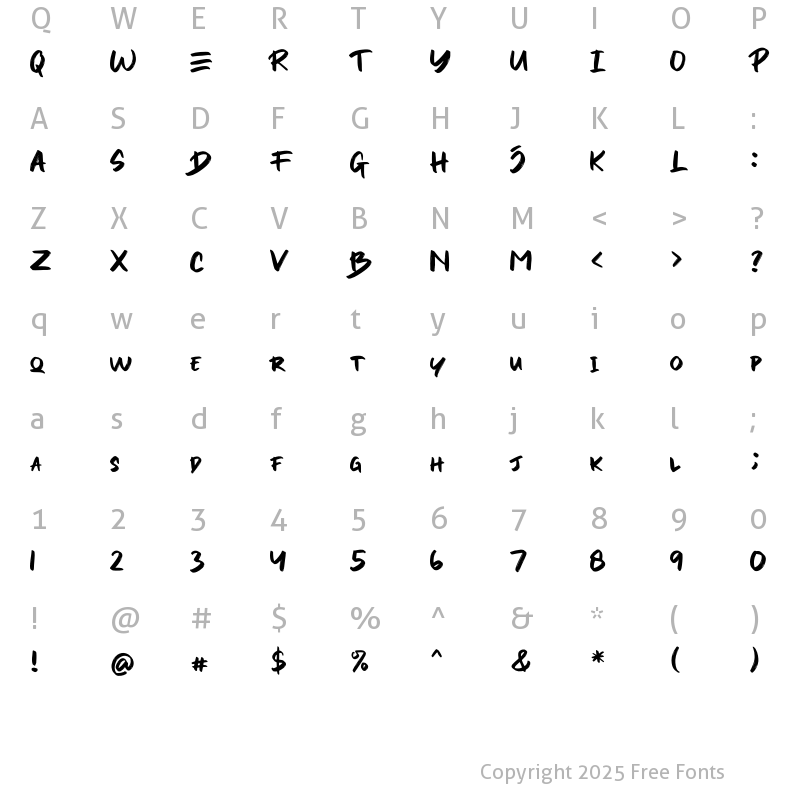 Character Map of YESTO DOWER Regular
