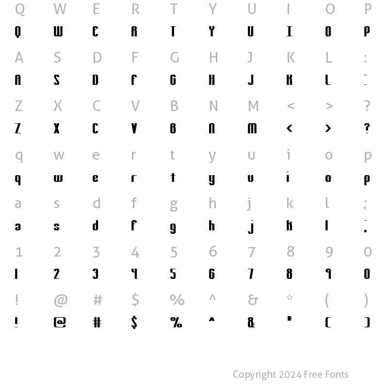 Character Map of Yielding BRK Regular