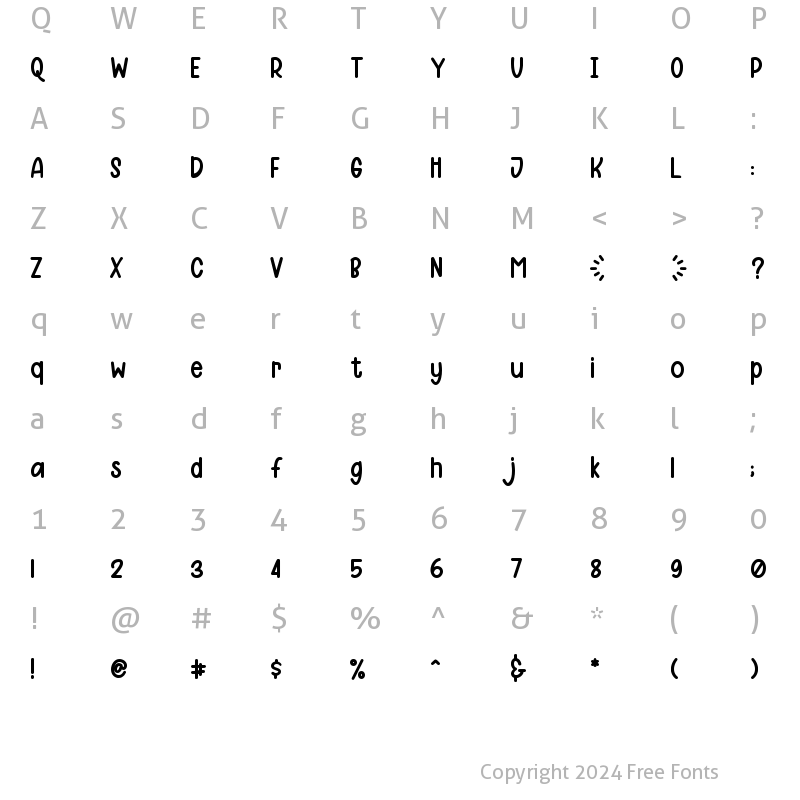 Character Map of Yippie Yeah Sans