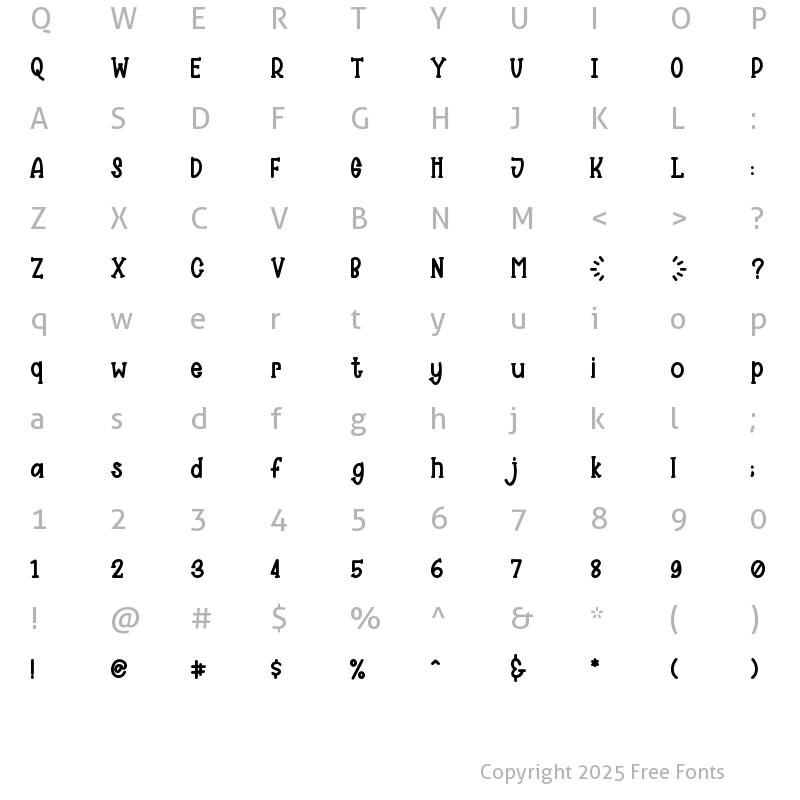 Character Map of Yippie Yeah Slab