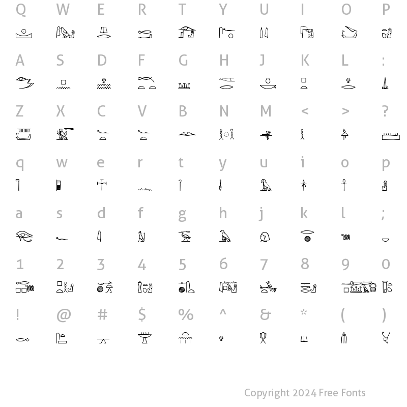 Character Map of Yiroglyphics Regular