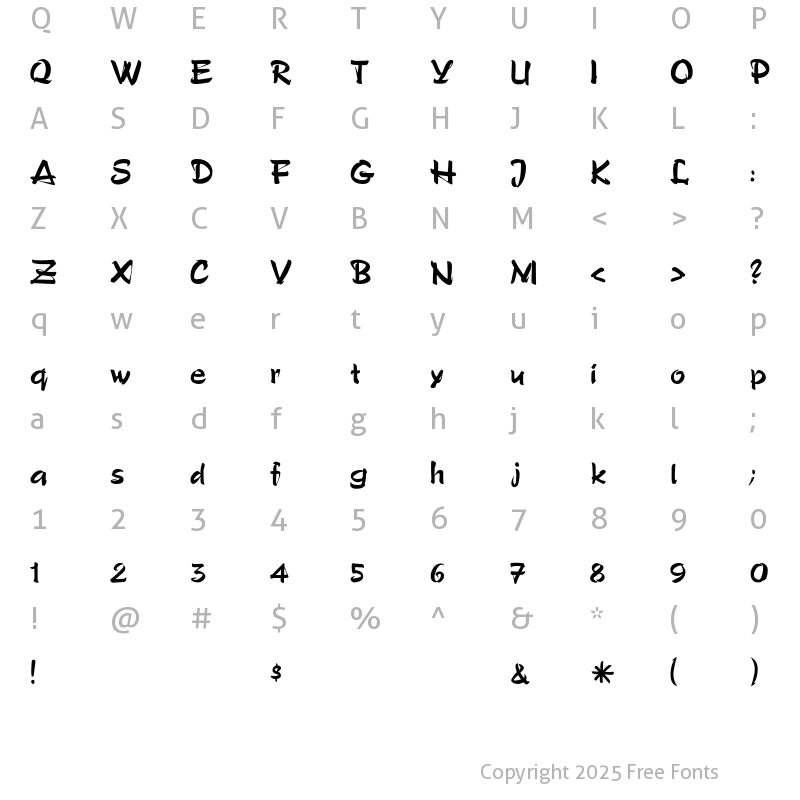 Character Map of Yitsui Regular