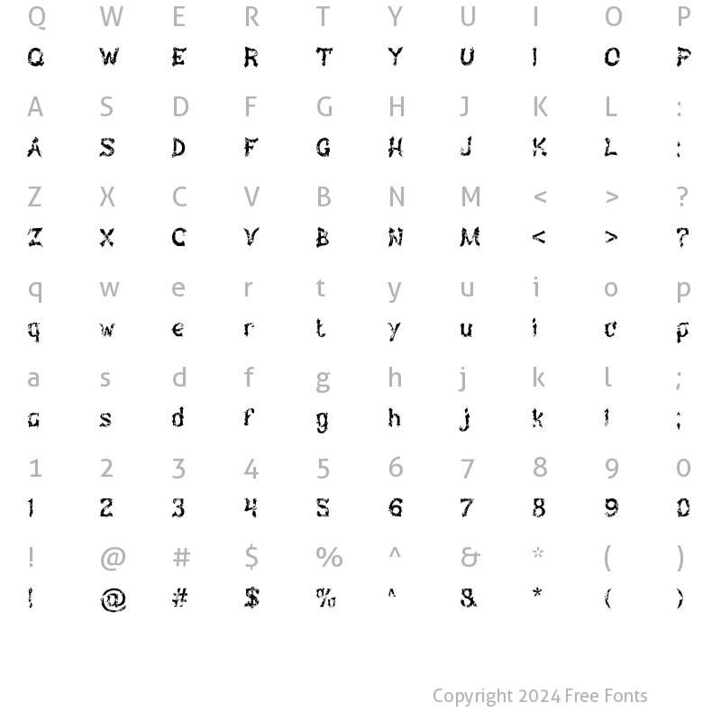 Character Map of Yo-ho-ho Rough