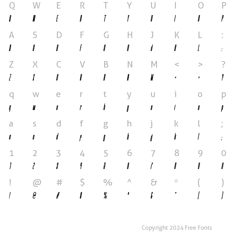 Character Map of Yoda Extra Bold Italic