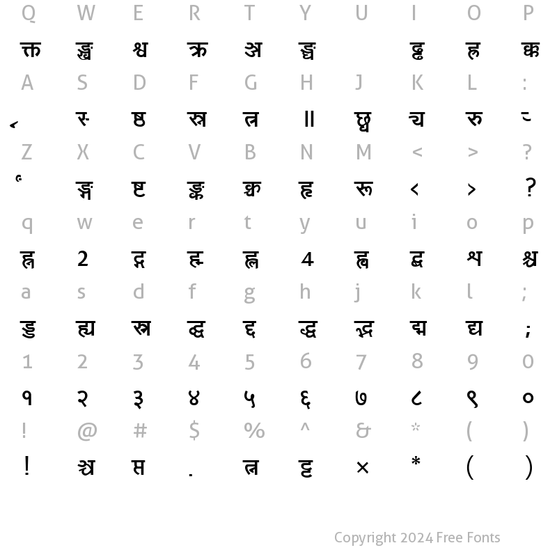 Character Map of Yogeshweb Bold