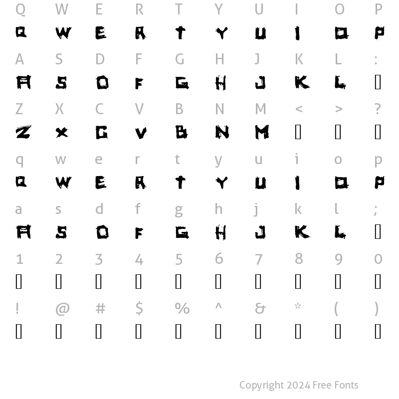 Character Map of yoicks Regular