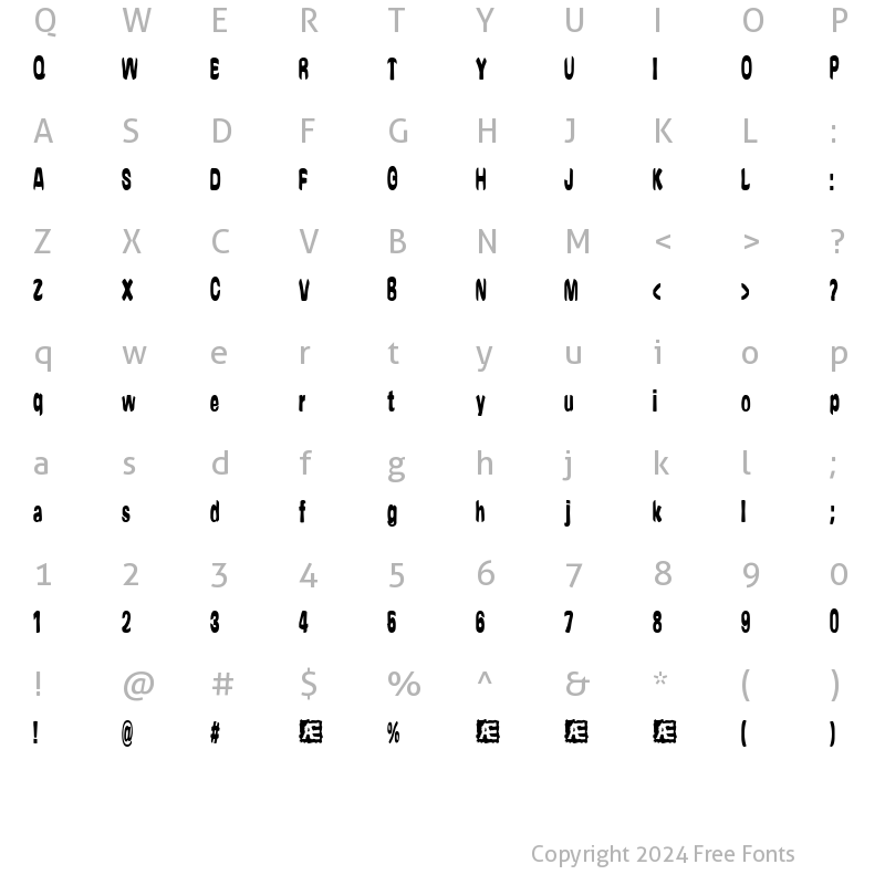 Character Map of Yonder (BRK) Regular