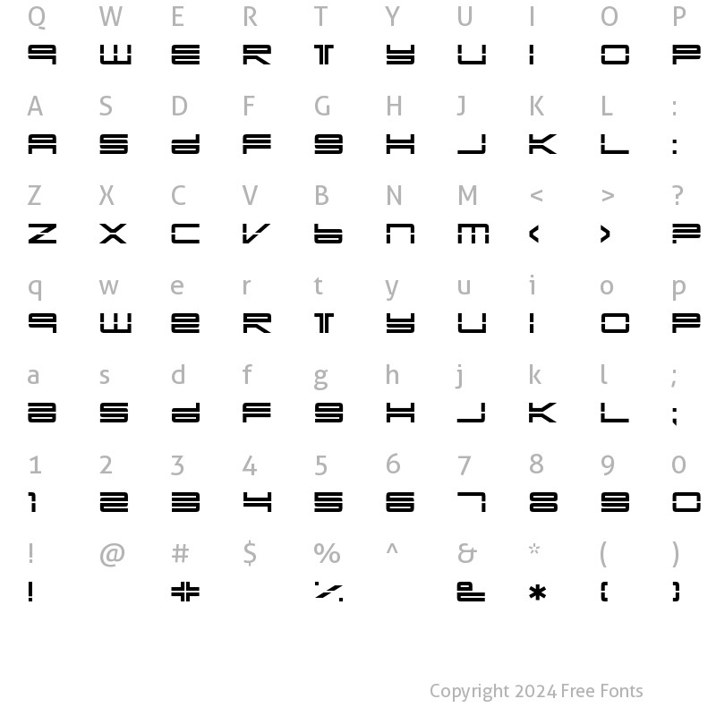 Character Map of Yonderre Regular