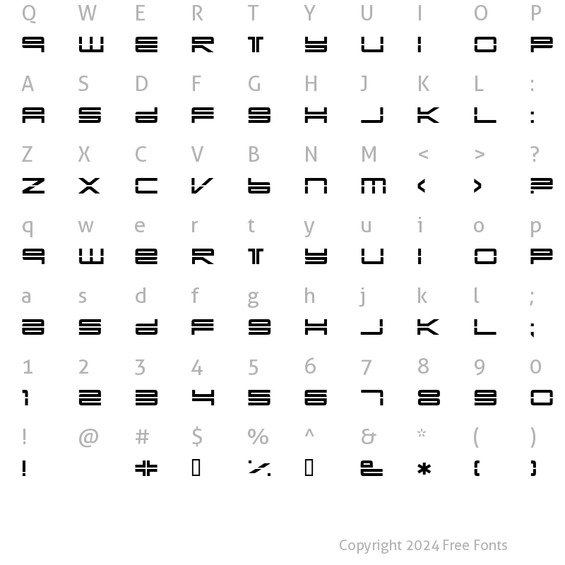 Character Map of YonderRecoil Regular