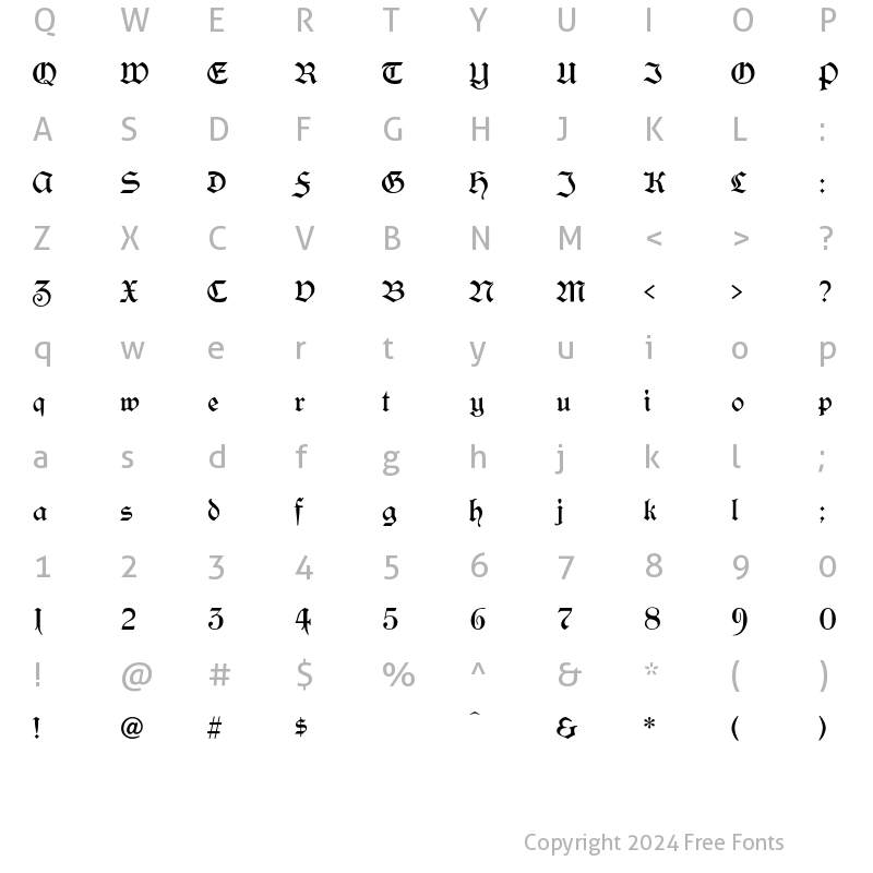 Character Map of Yonkers Regular