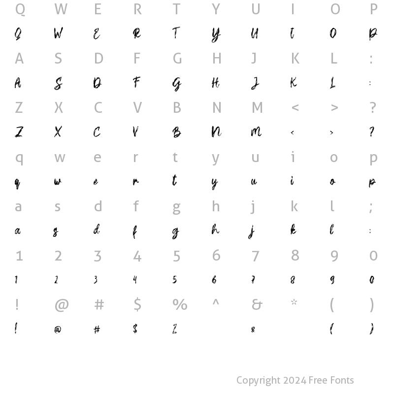 Character Map of Yoshire Regular