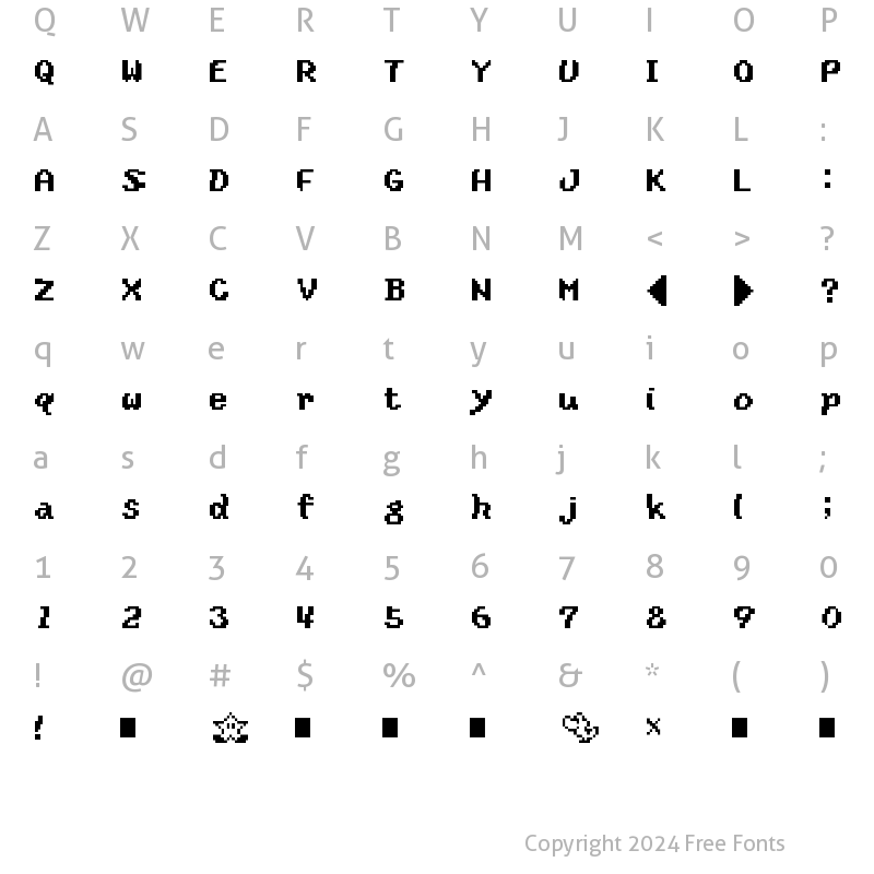 Character Map of Yoster Island Regular