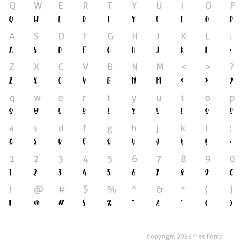 Character Map of YOU ARE MY VALENTINE Regular